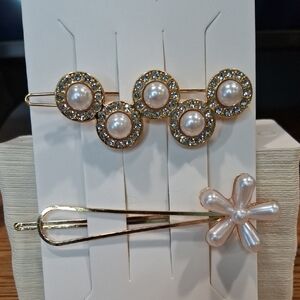 Elegant Gold & Pearl Hair Clips